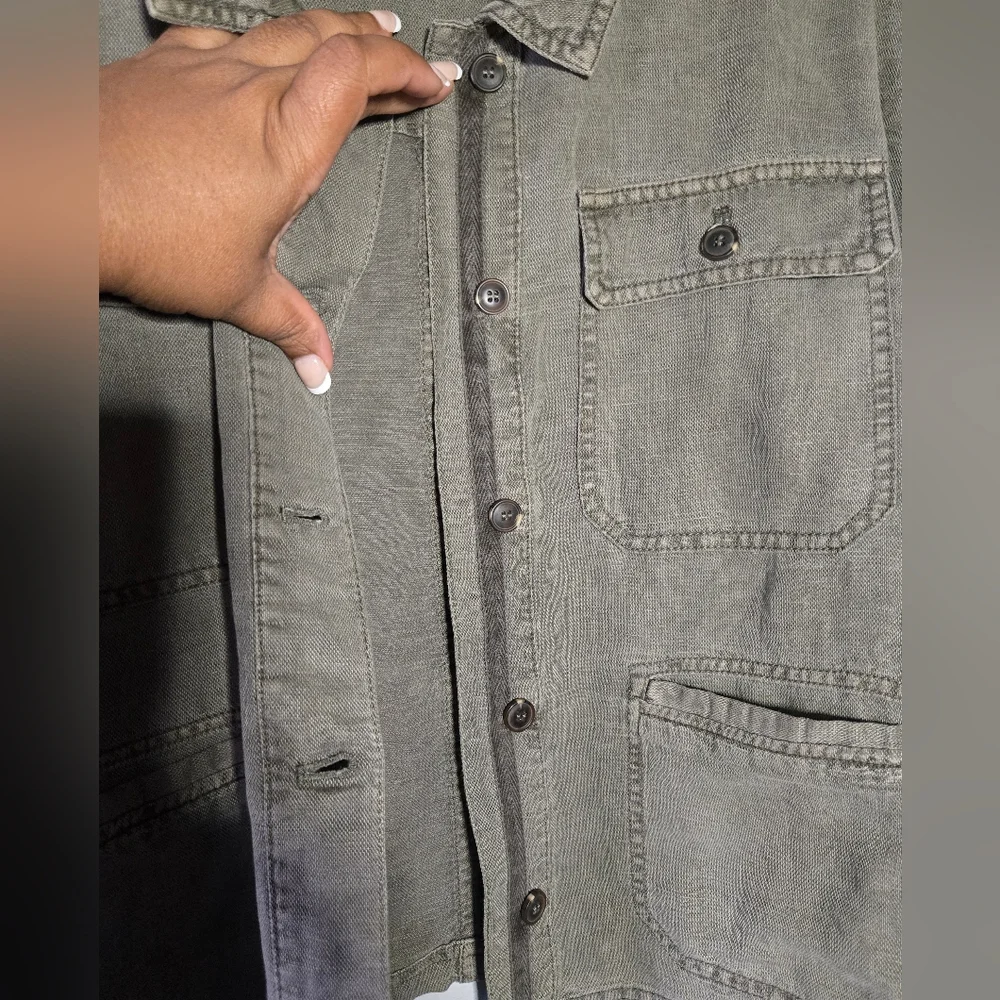 C&C California Olive Green Linen Utility Jacket Large Lightweight Capsule‎ Layer